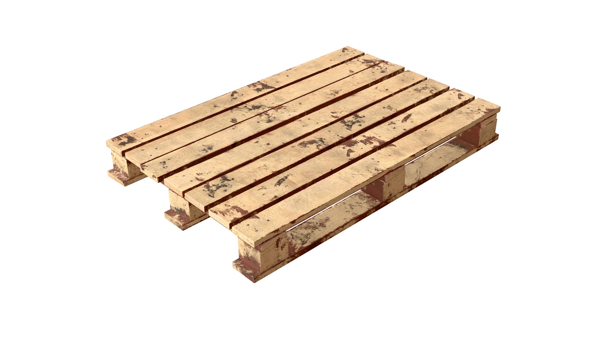 3D model Wooden pallet dirty - This is a 3D model of the Wooden pallet dirty. The 3D model is about a wooden box with a white background.