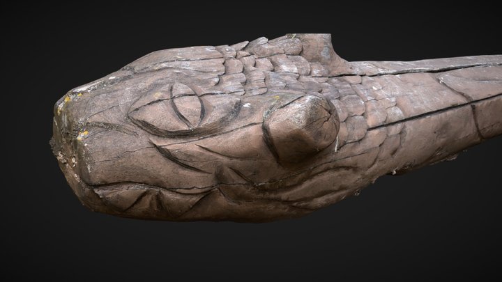 Wooden Dragon Sculpture 3D Model