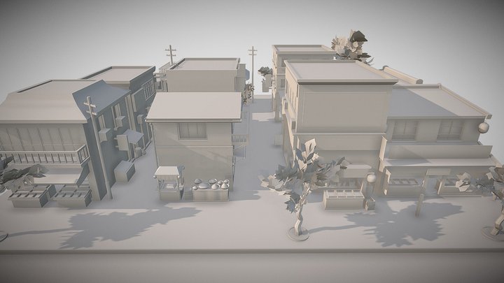 Asian street (blocking) 3D Model