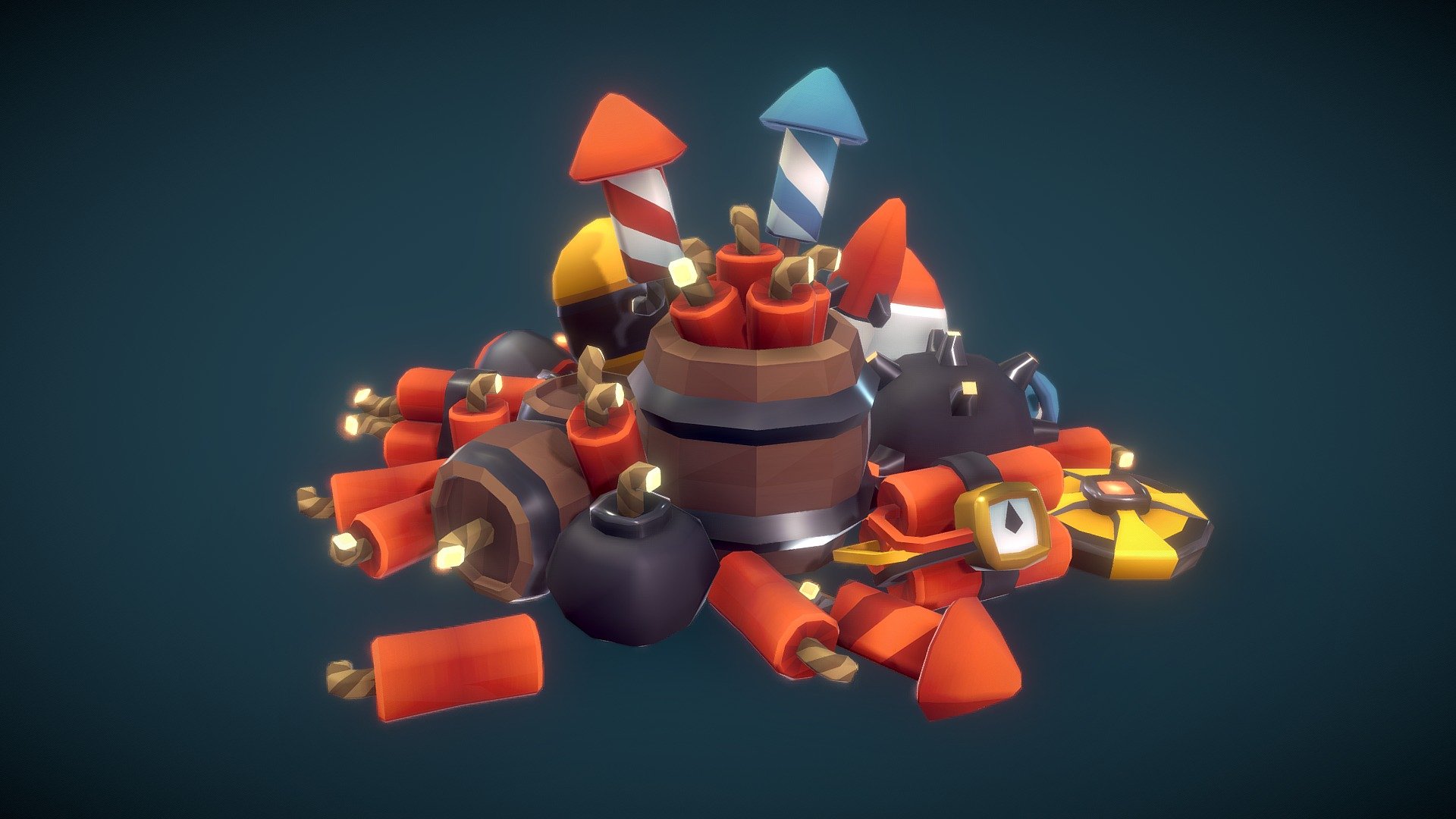 Explosives Set Proto Series Buy Royalty Free 3d Model By Bitgem