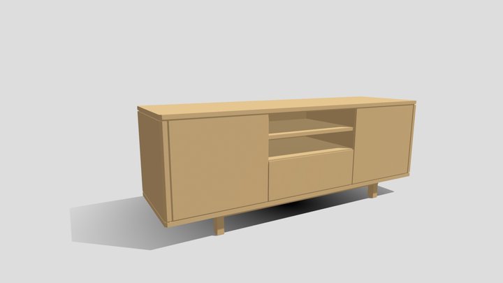Low Poly Wooden TV Cabinet #3 3D Model