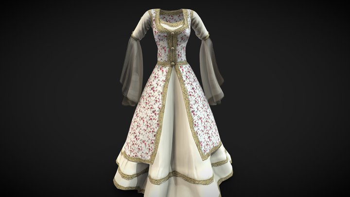 Female Heritage Palace Dress 3D Model