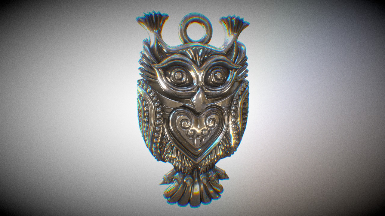 3D model Owl - This is a 3D model of the Owl. The 3D model is about a close-up of a sculpture.
