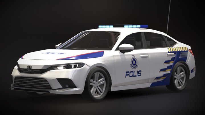 Honda Civic Malaysia Police Car 3D Model
