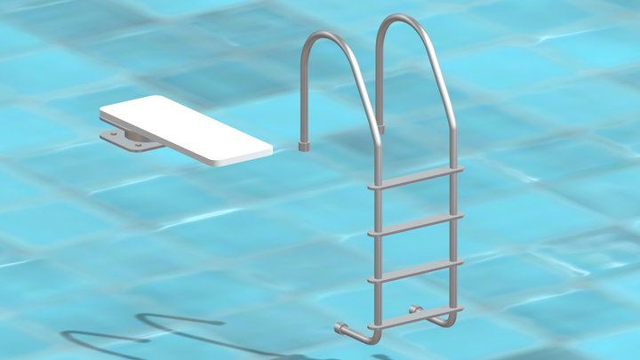 Pool Ladder And Diving Board 3D Model
