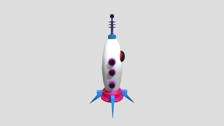 3d model of Cartoon Rocket 3D Model