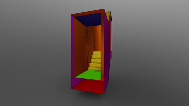 Modular Small Closed Stairs Full 3D Model