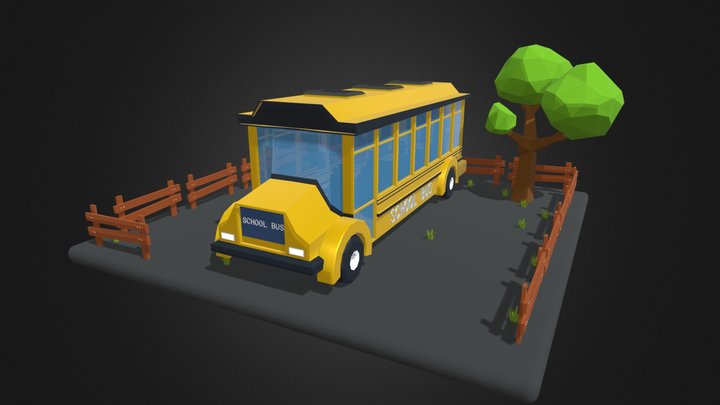 LowPoly School Bus 3D Model