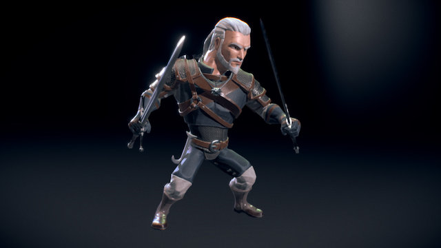 Witcher in Disney Infinity Style 3D Model