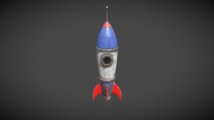 Retro Toy Rocket - Worn 3D Model