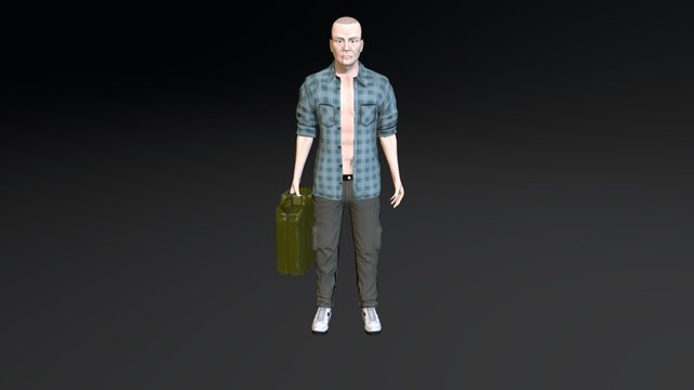 Man with jerrycan 3D Model