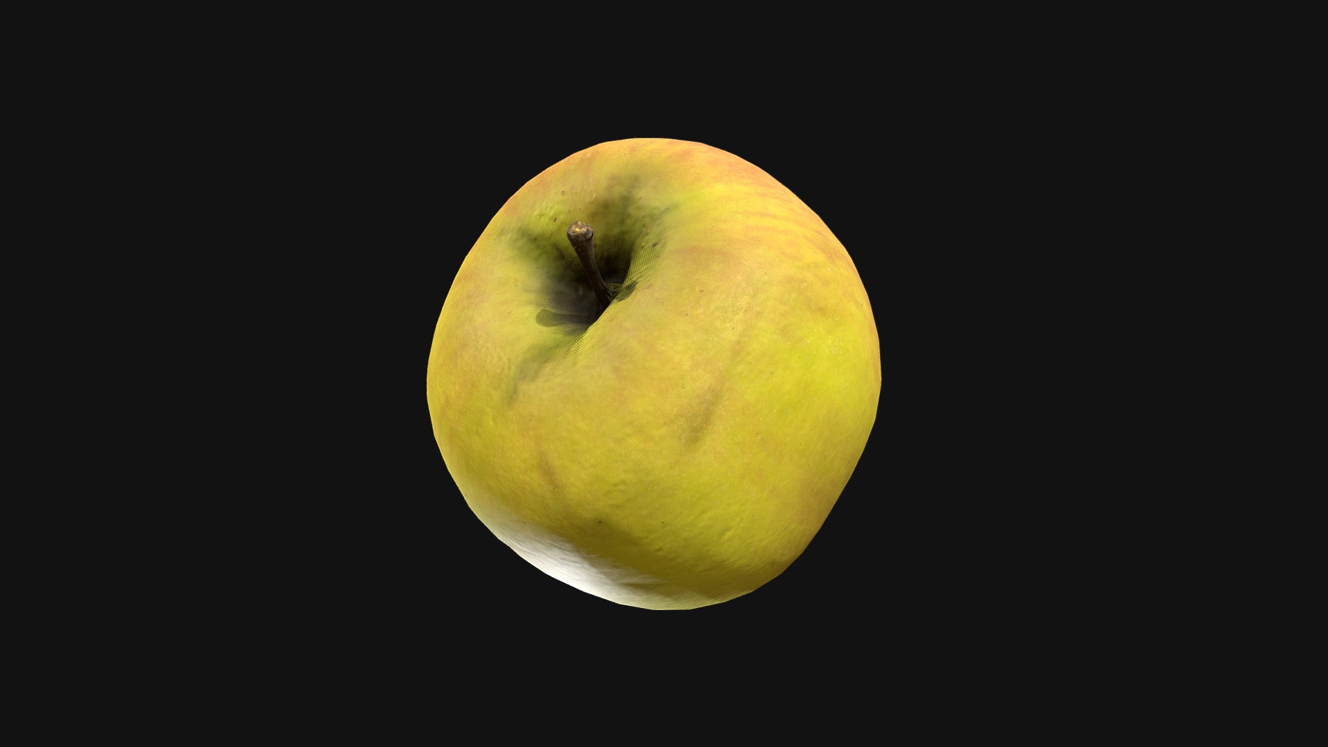 3D model Apple low poly - This is a 3D model of the Apple low poly. The 3D model is about a yellow pear with a black background.