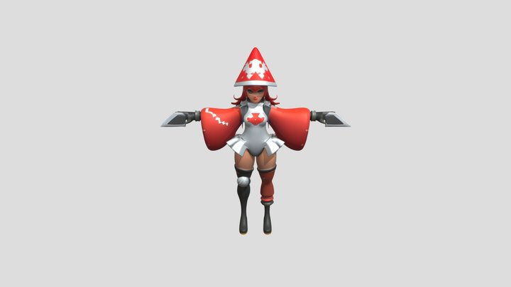 Red-haired witch character in stylish outfit 3D Model