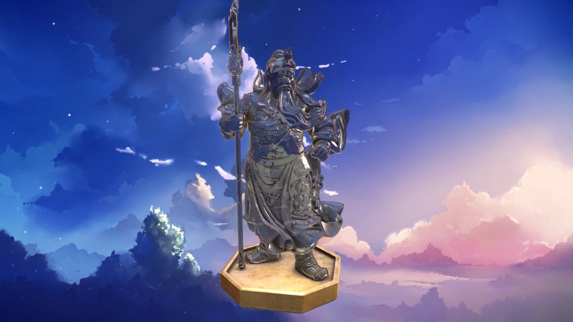 Guan Yu, Glass Statue [Refraction]