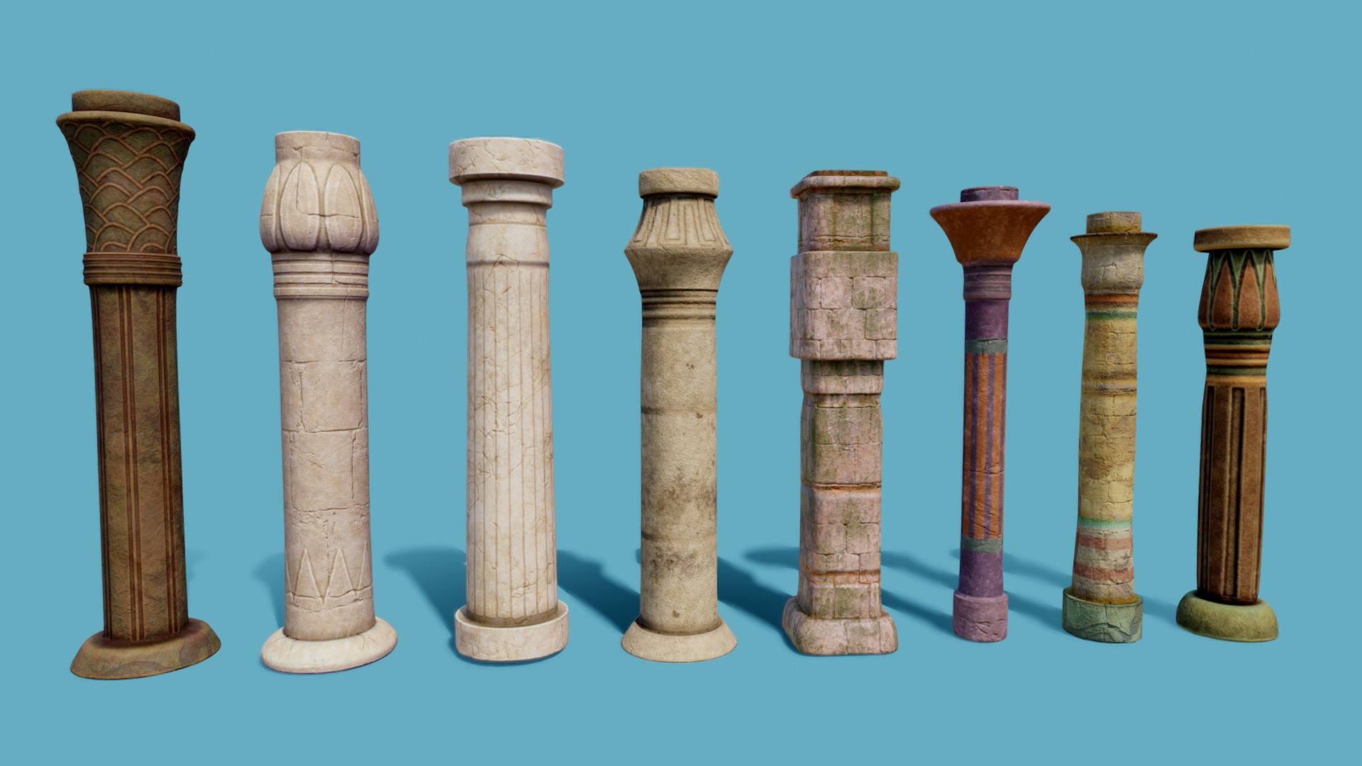 3D model Egyptian Columns - This is a 3D model of the Egyptian Columns. The 3D model is about a group of ancient columns.