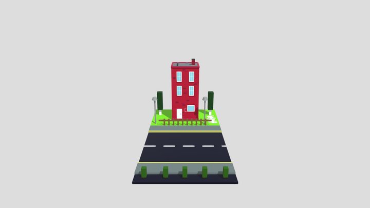 simple red building/house 3D Model