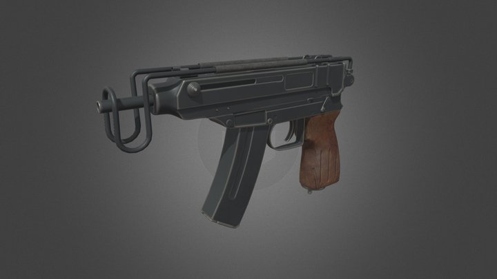 Gameready submachine gun Vz. 61 Scorpion 3D Model