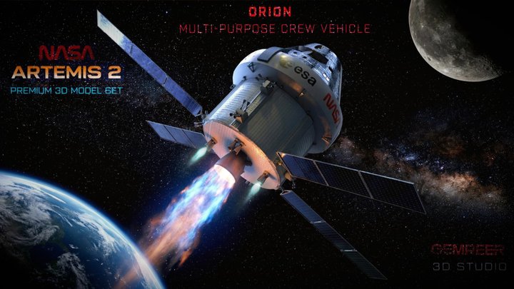 NASA Artemis II Orion 3D Model -Game-Ready 3D Model
