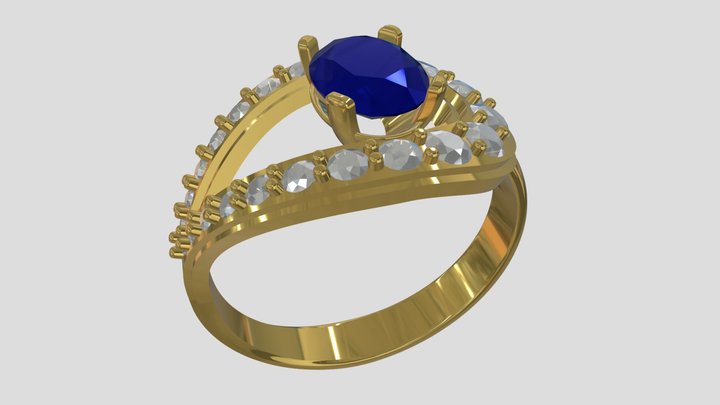 Sapphire Ring with Diamonds 3D Model