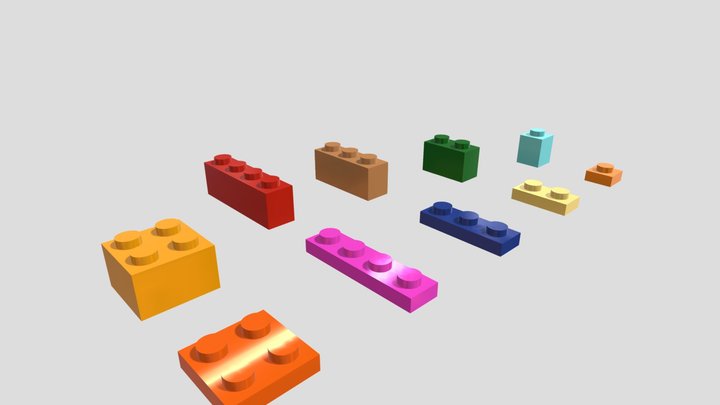 Lego Bricks and Plates 3D Model