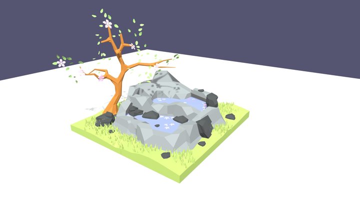 Low Poly Sakura Hot Spring