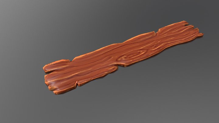 Cartoon Wooden Plank 3D Model
