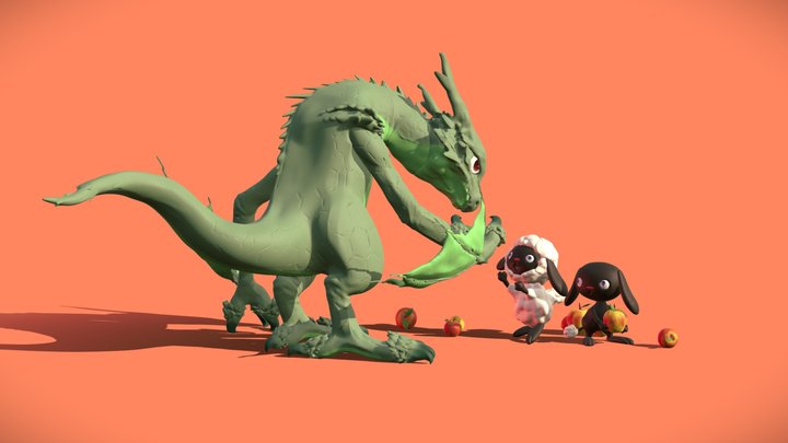 Claw Dragon and Woolys - Rune Factory 3D Model