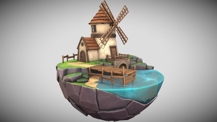 Stylized Windmill 3D Model