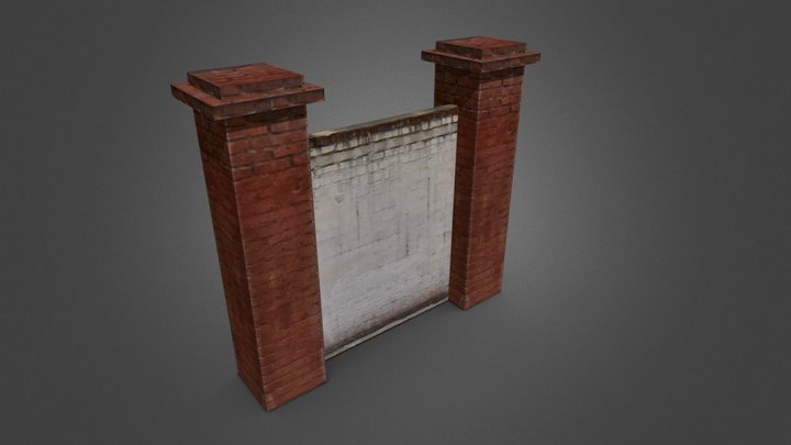 Brick fence low poly 3D Model