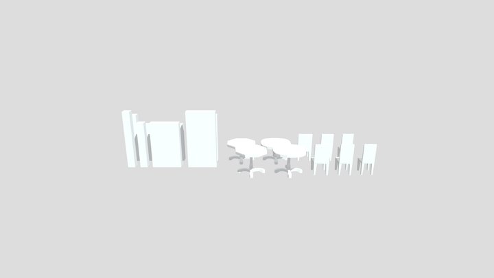 Chairs, Tables and Shelves 3D Model