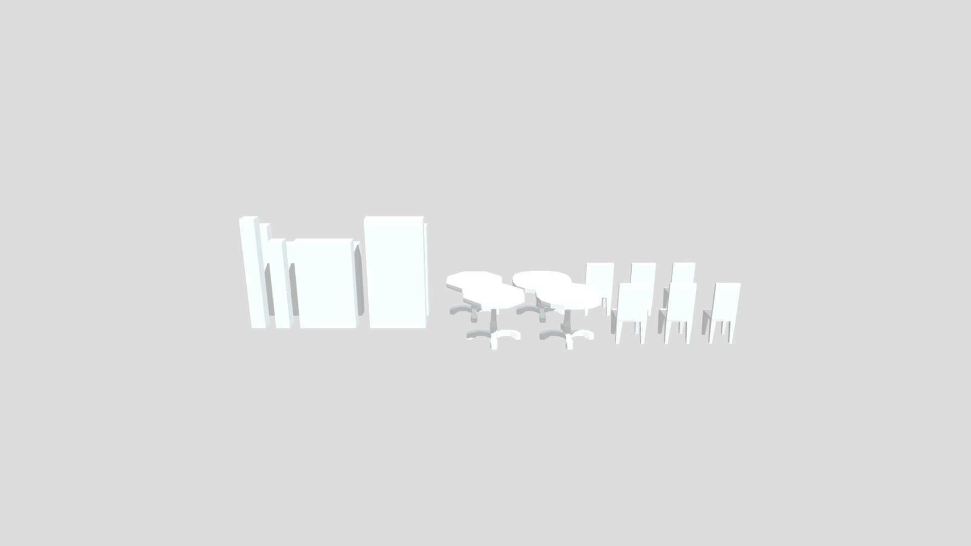 Chairs, Tables and Shelves