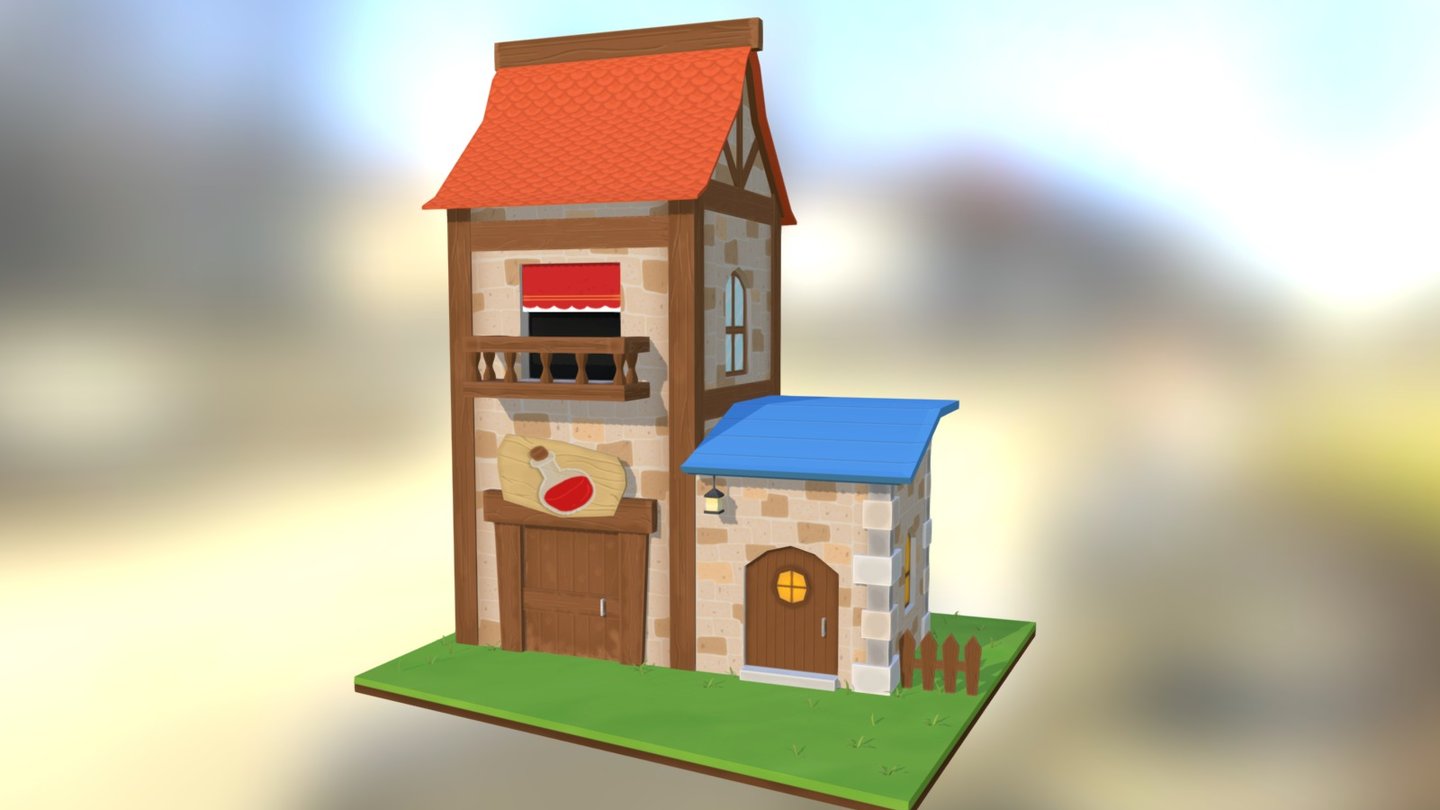 RPG Style Potion Shop (LowPoly) - Download Free 3D model by RobertClover [b3613a7] - Sketchfab
