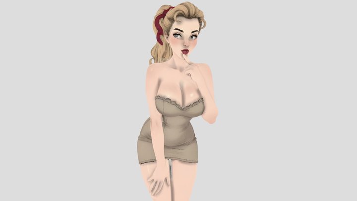 Vintage Pin-Up Tease Free download 3D Model
