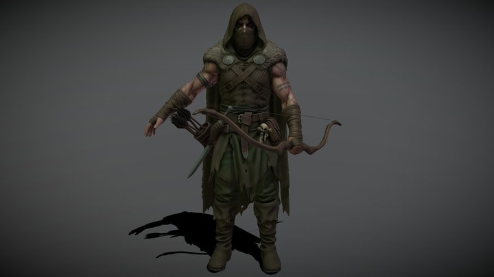 Hooded Ranged Warrior Archer [MESHY 6] – Modello 3D gratuito STL