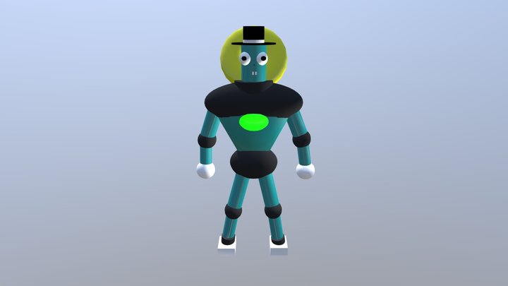 Robot with top hat 3D Model