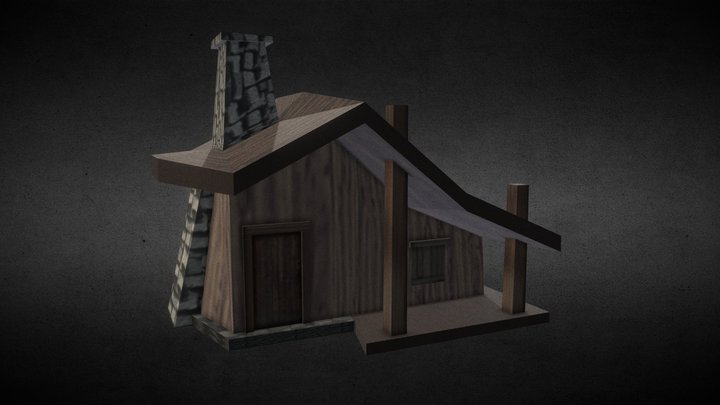 Playstation 1 themed low poly haunted house 3D Model