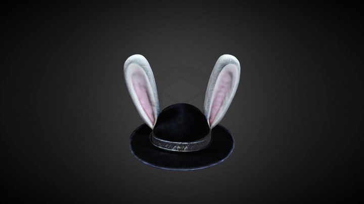 Hat with White Bunny Ears (AI) 3D Model