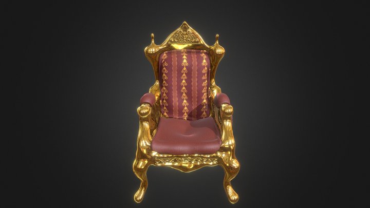 Golden Royal Throne 3D Model