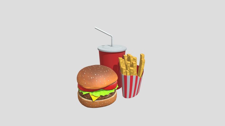 Hamburger and Soda 3D Model