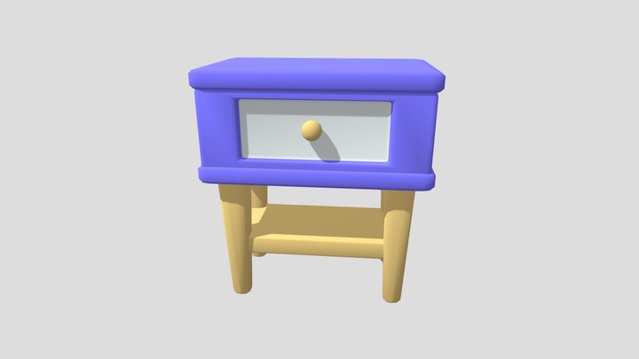 Isometric Bedside Table 3D Model