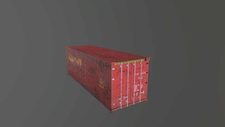container low poly for game (1192 tris) 3D Model