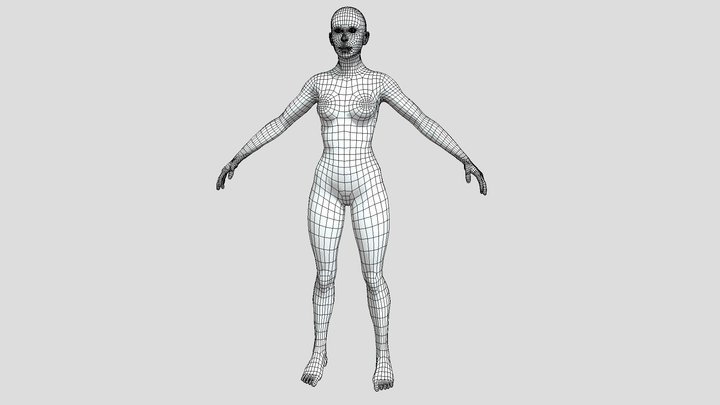 Female low-poly Base Mesh 3D Model