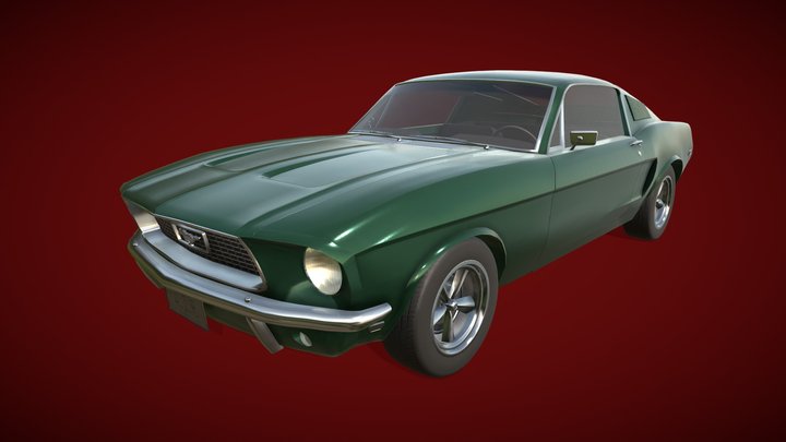 Ford Mustang 1968 - low poly 3D Model