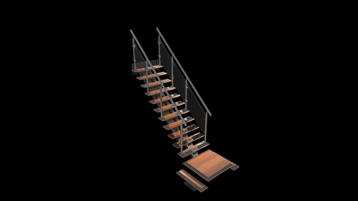 3D-STRAIGHT STAIRCASE -X4 3D Model
