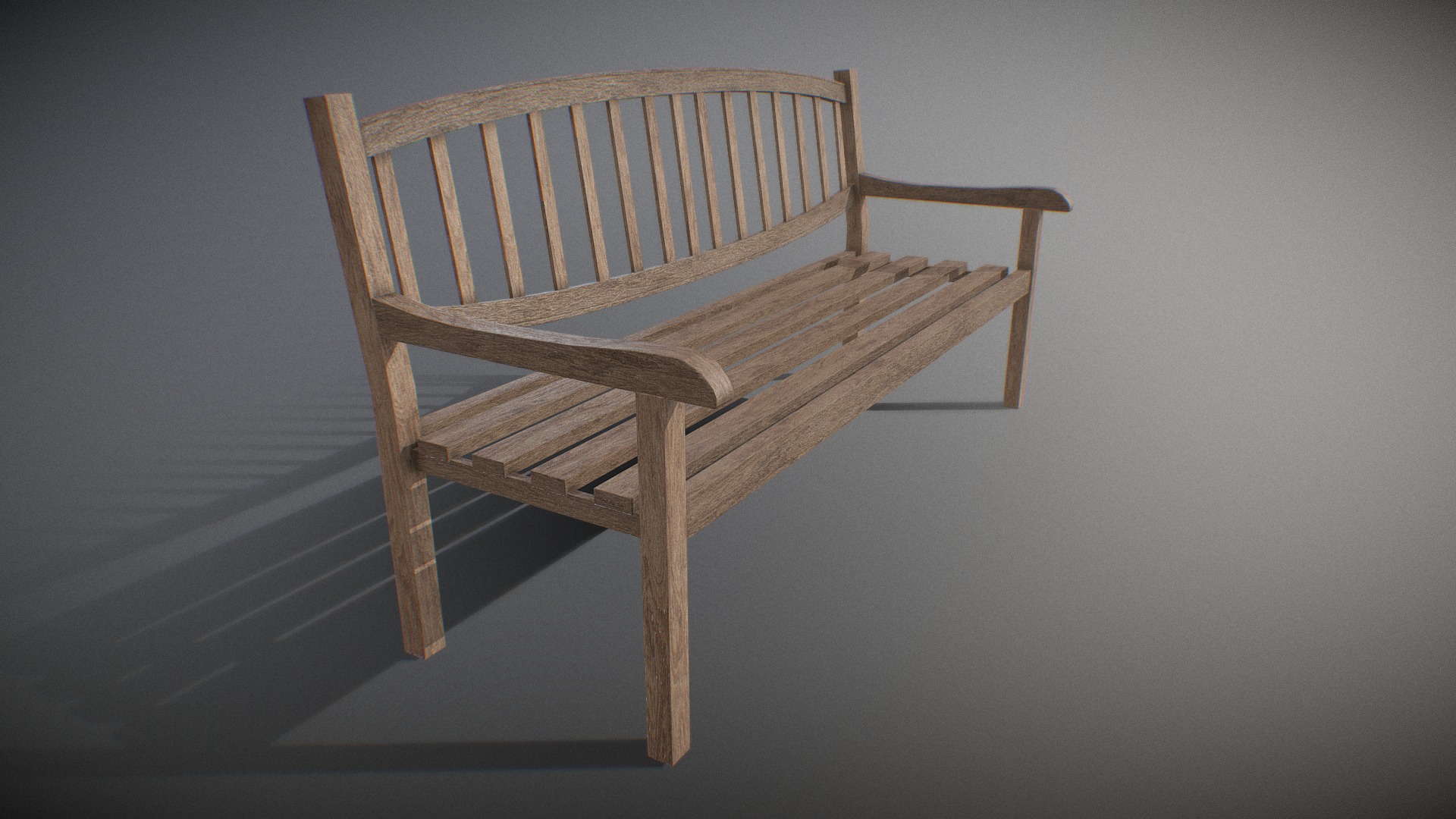 3D model Bench Long - This is a 3D model of the Bench Long. The 3D model is about a wooden chair on a white background.