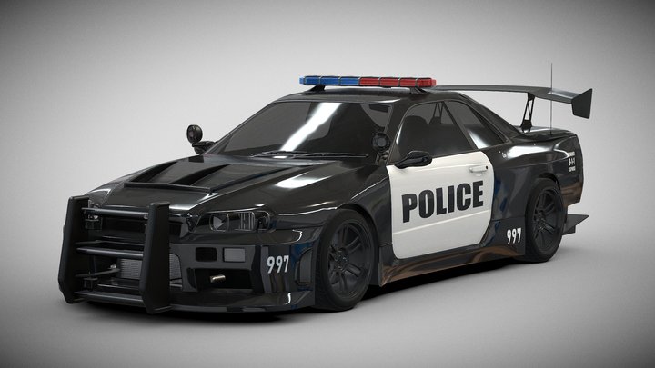 Nissan Skyline GT-R R34 Police Car 3D Model