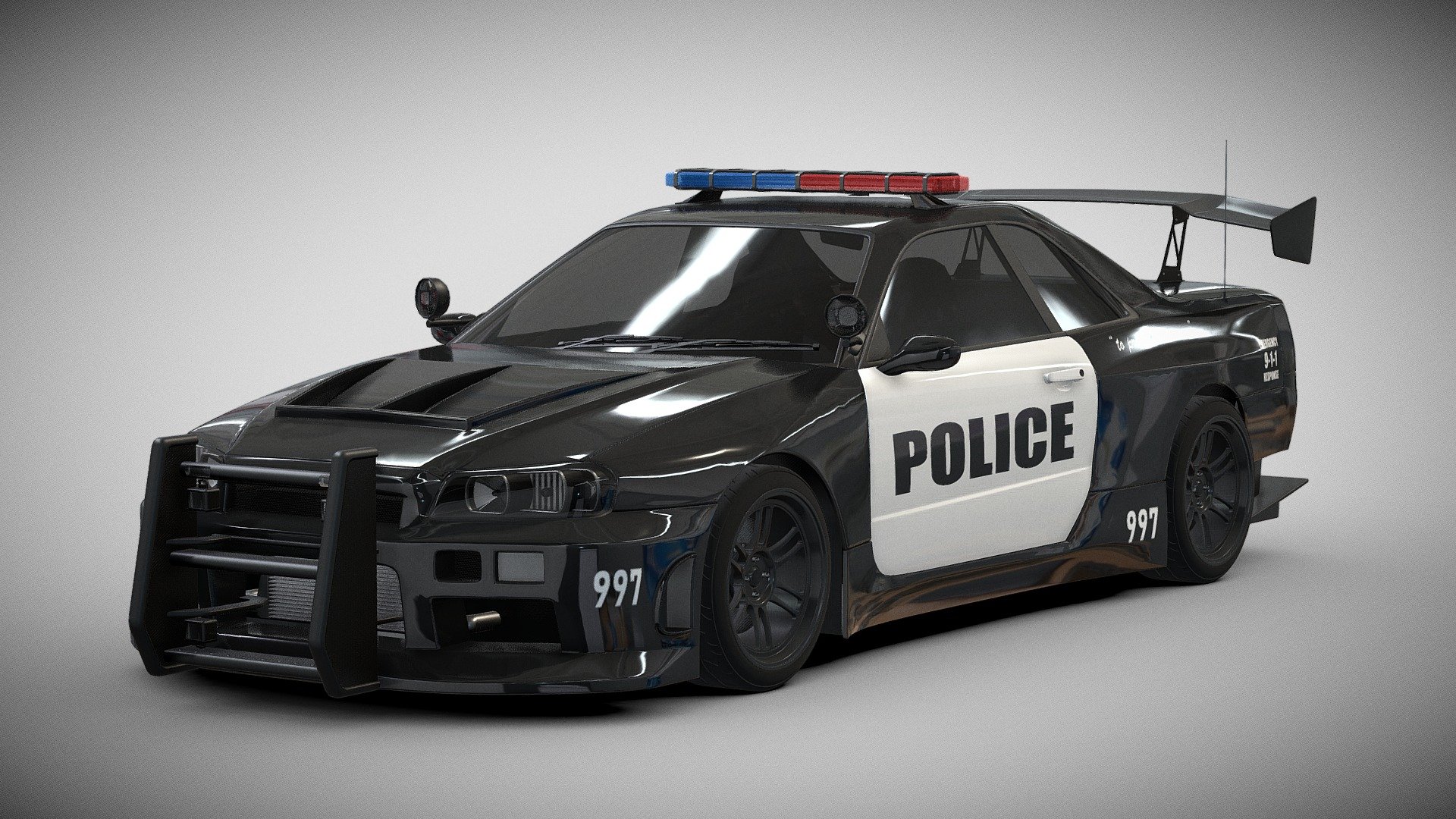 Nissan Skyline GT R R34 Police Car Buy Royalty Free 3D Model By 