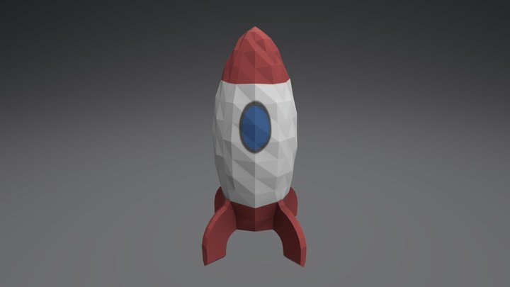 Low Poly Stylized Rocket Ship 3D Model