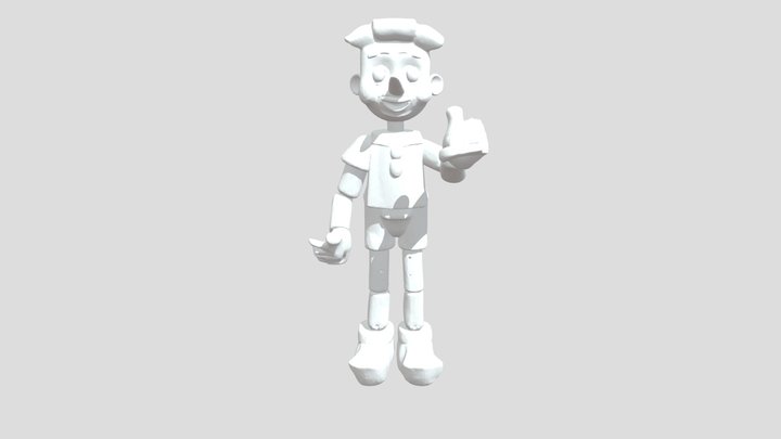 Wooden Puppet Portrait 3D Model