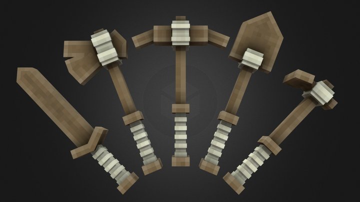 Wooden Tool Pack 3D Model